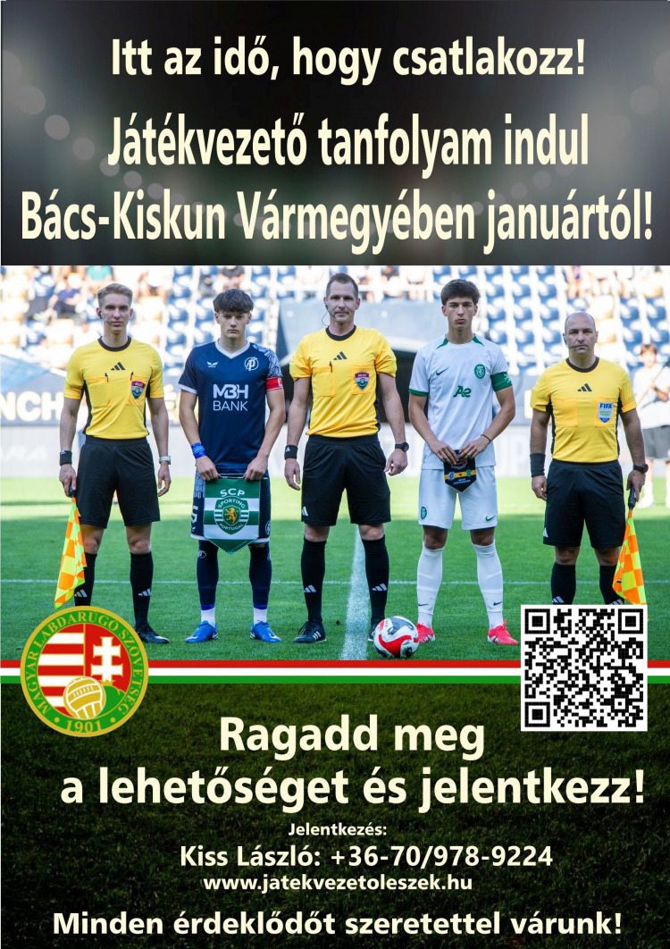 Játékvezetői tanfolyam indul 2026. januárban.